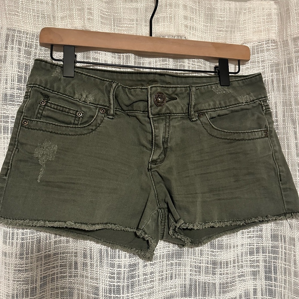 Candie's Olive Green Denim Cutoff Shorts
